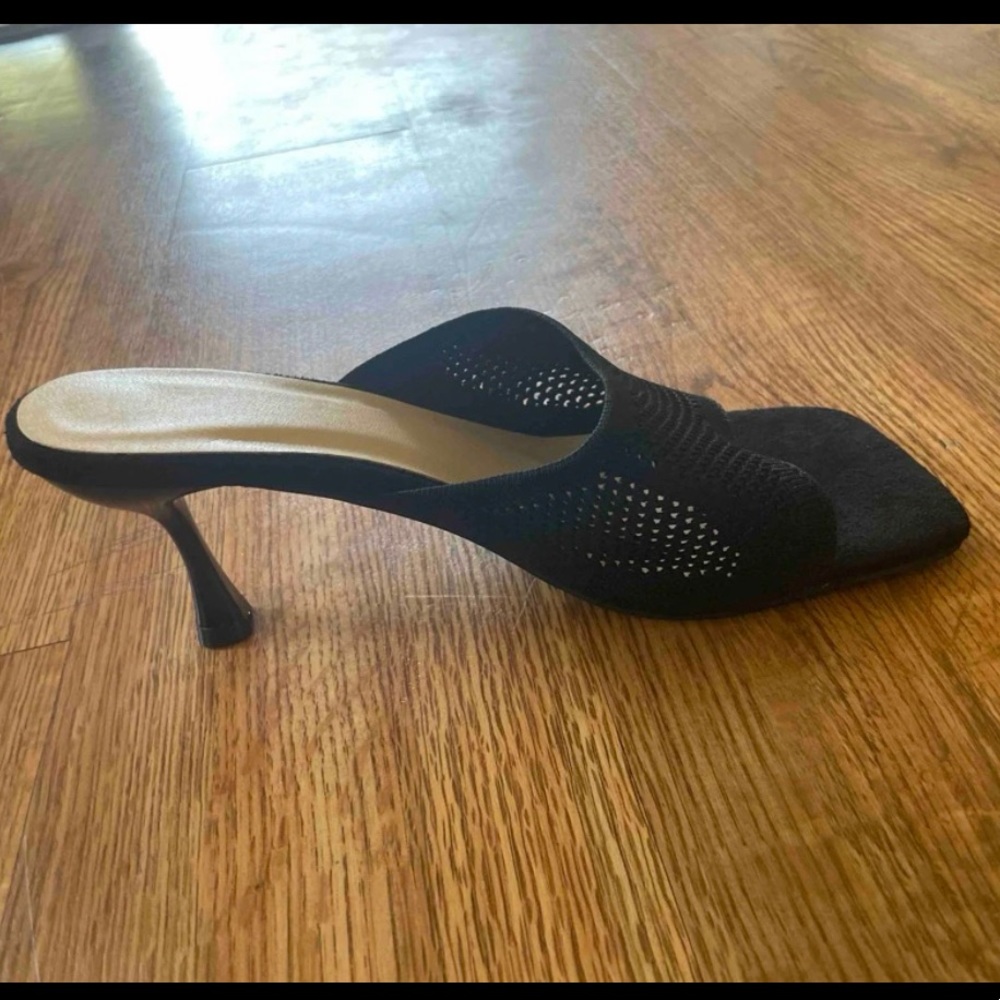 New Black Mesh kitten heels